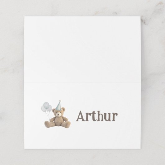 Party-Platzkarten zum ersten Geburtstag Platzkarte (Außenseite Aufgefaltet)