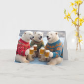 Party Polar Bears Wearing Christmas Ugly Sweaters Karte (Gelbe Blume)