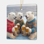 Party Polar Bears Wearing Christmas Ugly Sweaters Keramikornament (Links)