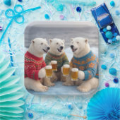 Party Polar Bears Wearing Christmas Ugly Sweaters Pappteller (Party)