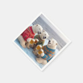 Party Polar Bears Wearing Christmas Ugly Sweaters Serviette (Ecke)