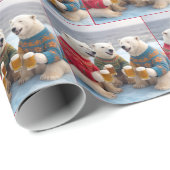 Party-Polarbären mit hässlichen Weihnachtspullover Geschenkpapier (Rolleneckpunkt)