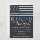 Party "Police Legend Retirement Thin Blue Line" Einladung (Vorderseite)