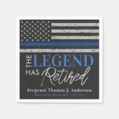 Party "Police Retirement Legend Thin Blue Line" Serviette (Vorderseite)