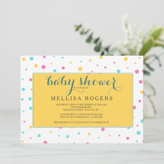 Party Polka Dot Einladung (Stehend Vorderseite)