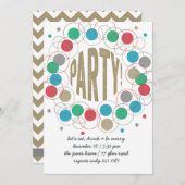 Party Polka Dots Einladung (Vorne/Hinten)