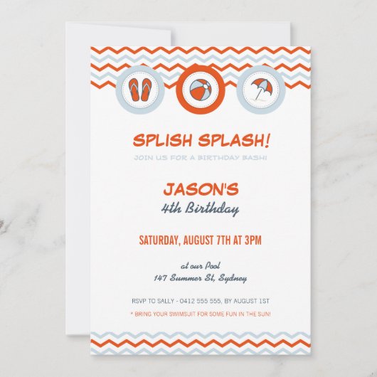 Party/Pool-Party Einladung (Vorderseite)