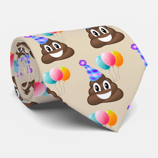 Party Pooper Geburtstag kacken Emoji Krawatte (Gerollt)