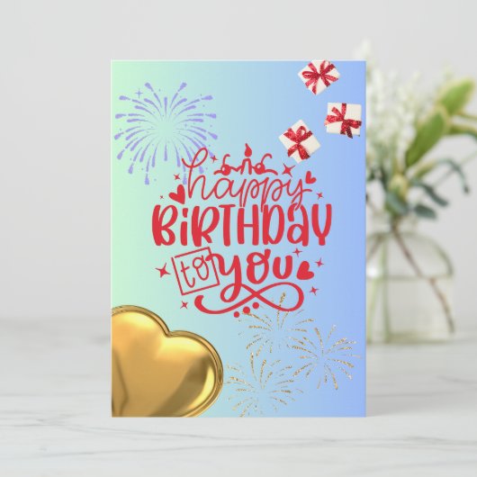 Party Popper Card Ankündigung (Stehend Vorderseite)