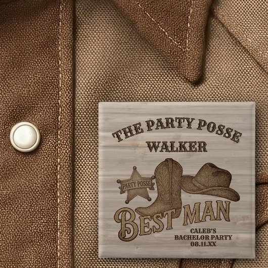 Party Posse Cowboy Bachelor Party Trauzeuge Button