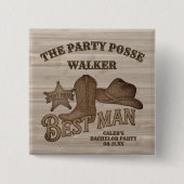 Party Posse Cowboy Bachelor Party Trauzeuge Button (Vorderseite)