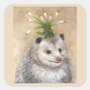 Party Possum-Aufkleber Quadratischer Aufkleber