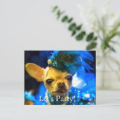 PARTY POSTCARD - GELASSEN PARTY CHIHUAHUA EINLADUNGSPOSTKARTE (Stehend Vorderseite)
