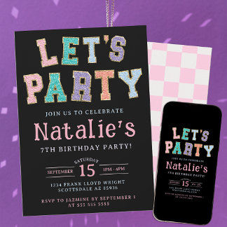 Party Preppy Imitats Chenille Geburtstagsparty Einladung