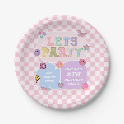 Party Preppy Varsity Patch Geburtstagsparty Pappteller (Vorderseite)