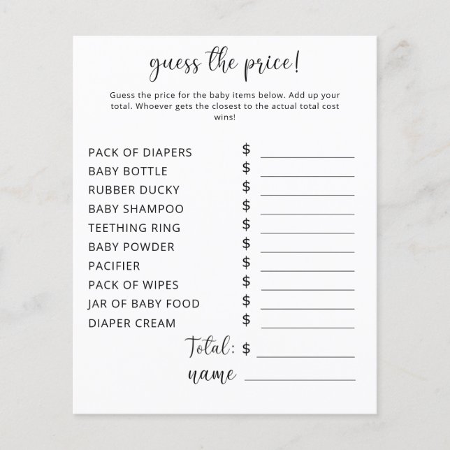 Party | Price Guess Game (Vorderseite)