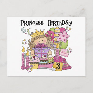 Party Princess 3. Geburtstagsgeschenke und Geschen Postkarte