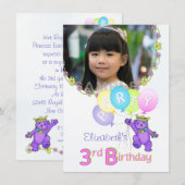 Party Princess Bear Custom Foto Einladung (Vorne/Hinten)