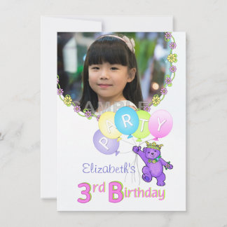 Party Princess Bear Custom Foto Einladung