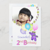 Party Princess Bear Custom Foto Einladung (Vorne/Hinten)