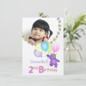 Party Princess Bear Custom Foto Einladung (Stehend Vorderseite)