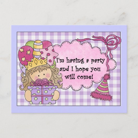 Party Princess Einladungen zum Geburtstag (Vorderseite)