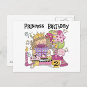 Party Prinzessin 2. Geburtstagsgeschenke Einladungspostkarte (Vorne/Hinten)