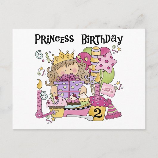 Party Prinzessin 2. Geburtstagsgeschenke Einladungspostkarte (Vorderseite)