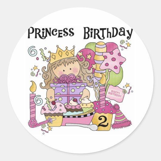 Party Prinzessin 2. Geburtstagsgeschenke Runder Aufkleber (Vorderseite)