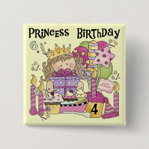 Party Prinzessin 4. Geburtstagsgeschenke und Gesch Button