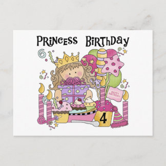 Party Prinzessin 4. Geburtstagsgeschenke und Gesch Einladungspostkarte