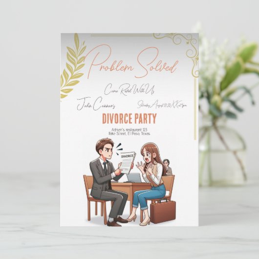 Party: Problem gelöst, QR-Code Einladung (Stehend Vorderseite)