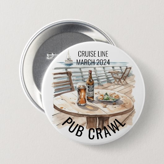 Party Pub Crawl Cruise Line Bachelorette Button (Vorne & Hinten)