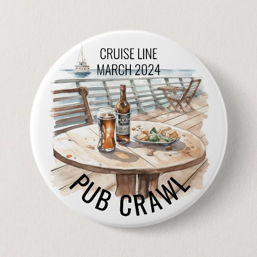 Party Pub Crawl Cruise Line Bachelorette Button (Vorderseite)