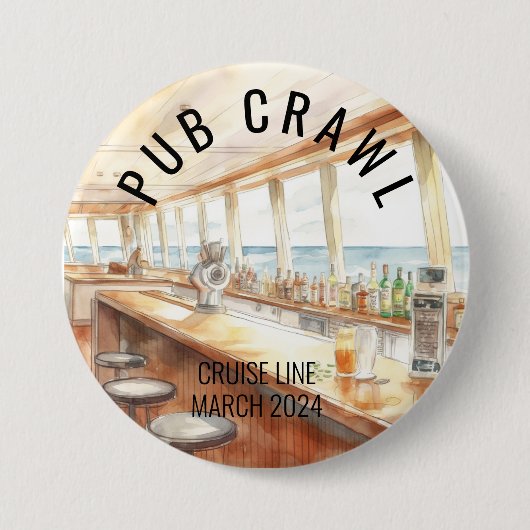Party Pub Crawl Cruise Line Bar Button (Vorderseite)