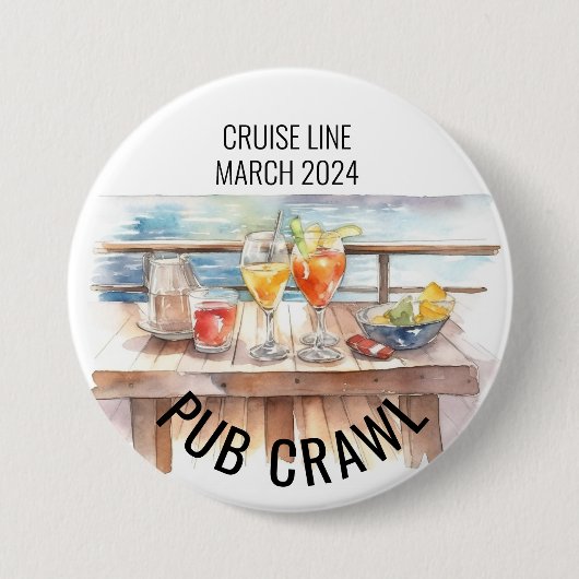 Party Pub Crawl Cruise Line Cocktails Button (Vorderseite)