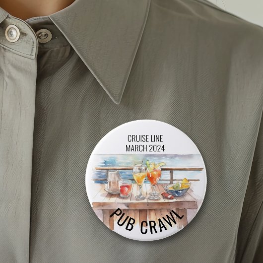 Party Pub Crawl Cruise Line Cocktails Button