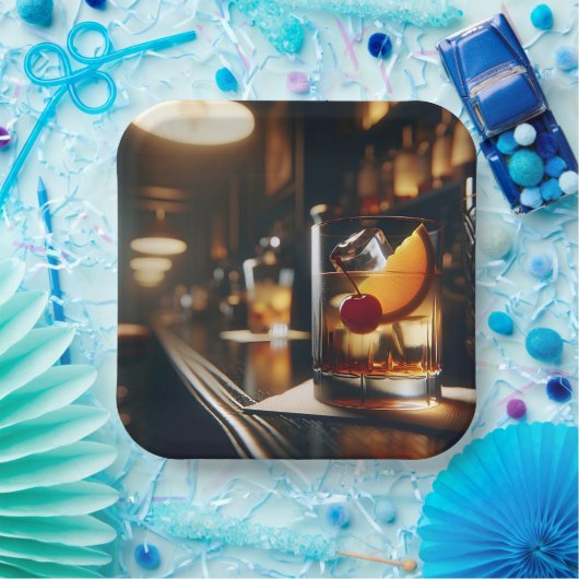 Party-Pub mit altmodischem Getränk Pappteller (Party)