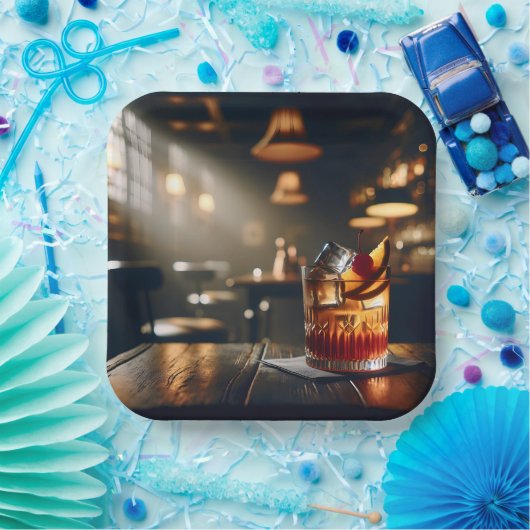 Party-Pub mit altmodischem Getränk Pappteller (Party)