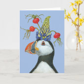 Party Puffin Grußkarte Karte (Gelbe Blume)