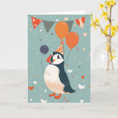 Party Puffin Karte (Gelbe Blume)
