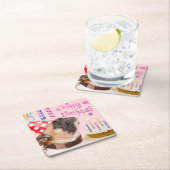 Party Pug and Birthday Cake Cute Rechteckiger Pappuntersetzer (Vor Ort)