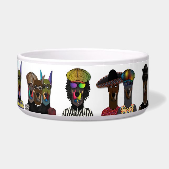 "Party Pups" Designer-Hundefutter-Schale – Bunt &  Napf (Rechts)