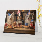 Party Pups Karte (Gelbe Blume)