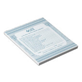 Party Quiz mit griechischem Tempel in Blau Notizblock (angewinkelt)