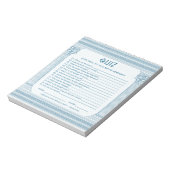 Party Quiz mit griechischem Tempel in Blau Notizblock (Rotiert)