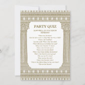 Party Quiz Toga Geburtstag mit Tempelsäulen Einladung (Vorderseite)