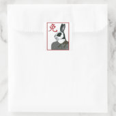 Party Rabbit Quadratischer Aufkleber (Tasche)