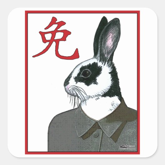 Party Rabbit Quadratischer Aufkleber (Vorderseite)