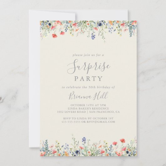 Party "Radiale Multicolor-Wildblume" Einladung (Vorderseite)